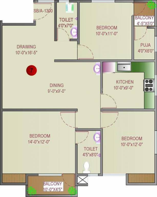 Lakshya Global Apartment Phase II (3BHK+2T (1,300 sq ft) + Pooja Room 1300 sq ft)