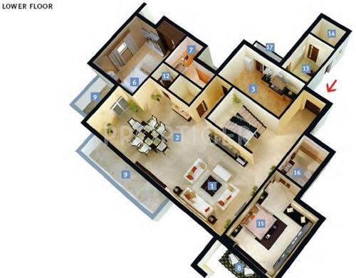 DLF New Town Heights (2BHK+2T (1,262 sq ft) 1262 sq ft)