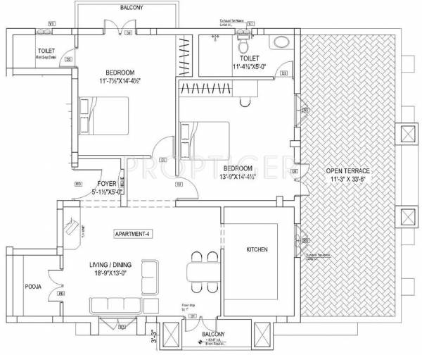Pushkar Ashwathi (2BHK+2T (1,294 sq ft)   Pooja Room 1294 sq ft)