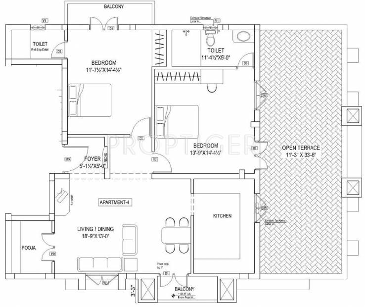Pushkar Ashwathi (2BHK+2T (1,294 sq ft)   Pooja Room 1294 sq ft)
