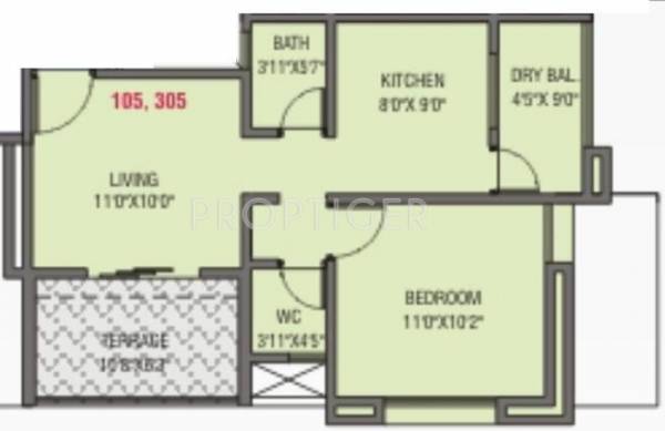 Krishnraj Vrindavan (1BHK+1T (620 sq ft) 620 sq ft)