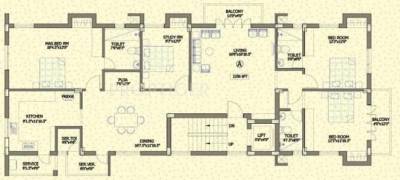 Pushkar Varsha (3BHK+3T (2,550 sq ft) + Study Room 2550 sq ft)