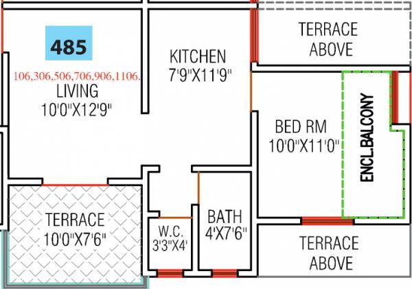Chordiya Arihant Galaxy B Building (1BHK+1T (485.02 sq ft) 485.02 sq ft)