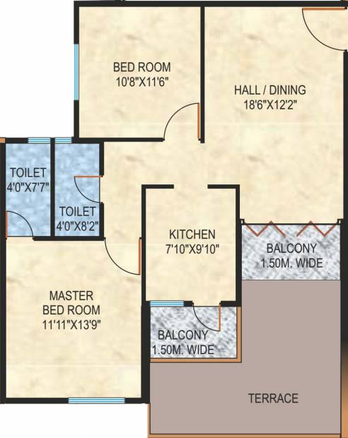 Maxx Elite (2BHK+2T (721.18 sq ft) 721.18 sq ft)