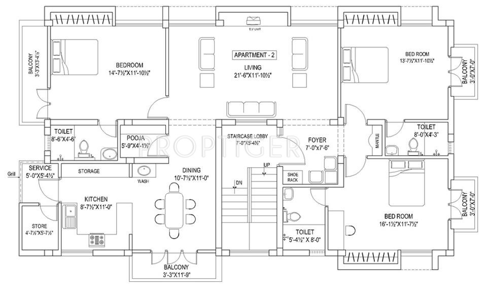Pushkar The Cedars (3BHK+3T (2,010 sq ft) Pooja Room 2010 sq ft)