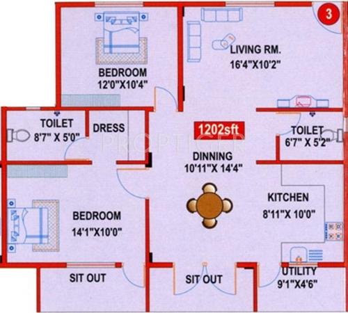 NBR Nikhil Opel Apartments (2BHK+2T (1,202 sq ft) 1202 sq ft)