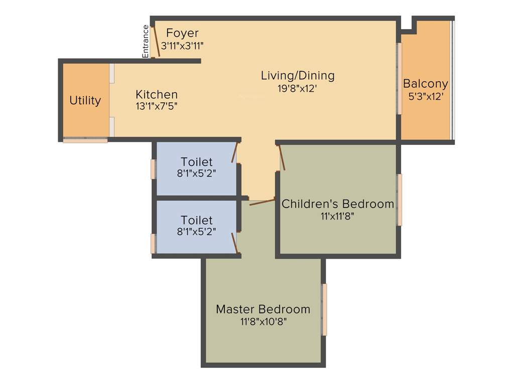 Brigade 7 Gardens (2BHK+2T (1,165 sq ft) 1165 sq ft)