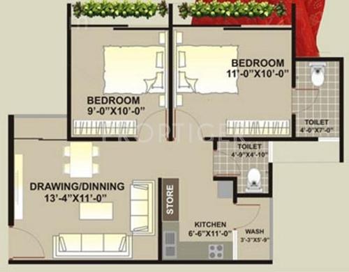 Shree Gayatri Satyamev Surya (2BHK+2T (963 sq ft) 963 sq ft)