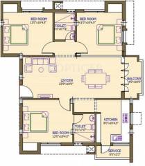 Floor Plan (3BHK+3T) Pushkar Sai Raj Gardens Floor Plan (3BHK+3T)