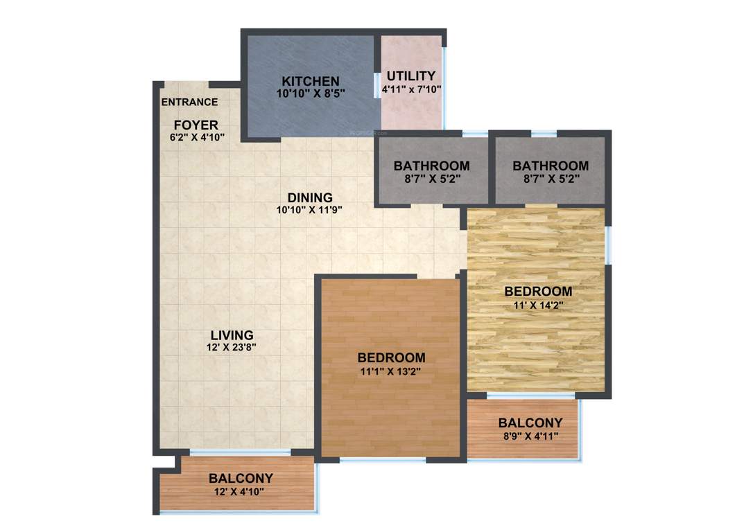 Brigade Omega (3BHK+2T (1,430 sq ft) 1430 sq ft)