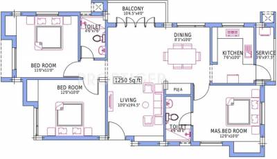 Pushkar Spring Field (3BHK+2T (1,250 sq ft)   Pooja Room 1250 sq ft)