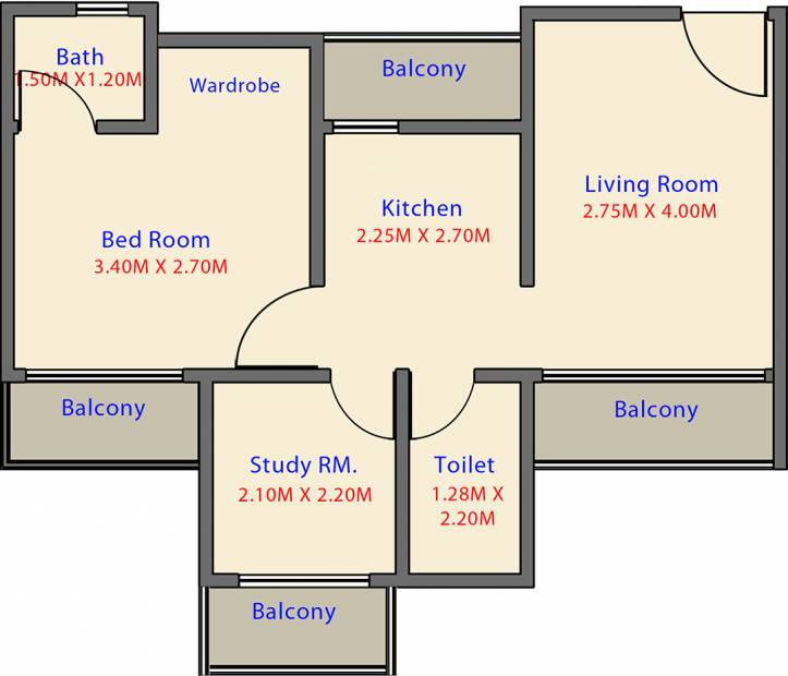 Labdhi Gardens Phase 3 (1BHK+2T (409.78 sq ft) + Study Room 409.78 sq ft)