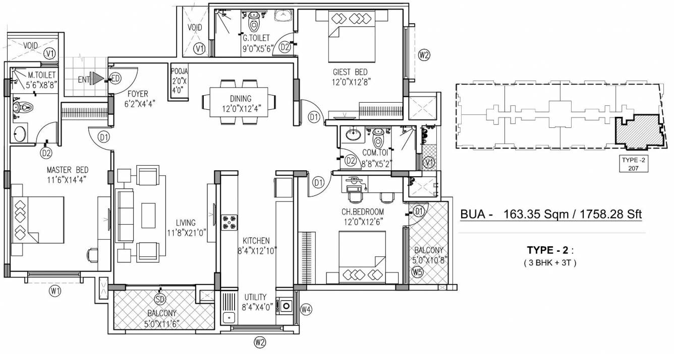 Happy Valley Pearl (3BHK+3T (1,758.28 sq ft) 1758.28 sq ft)