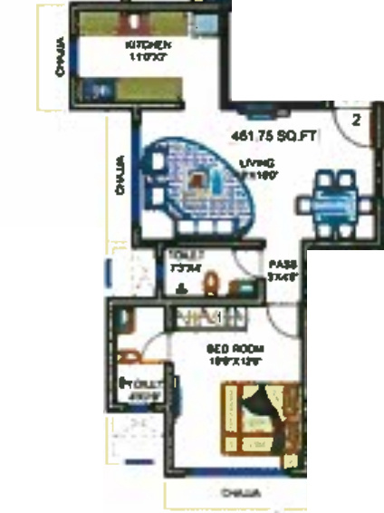 Saaga Shri Sai Vishram CHSL (1BHK+2T (461.75 sq ft) 461.75 sq ft)