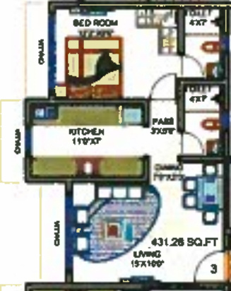 Saaga Shri Sai Vishram CHSL (1BHK+2T (431.26 sq ft) 431.26 sq ft)