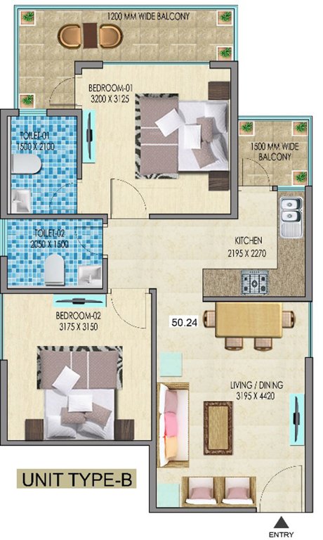 Mahira Homes (2BHK+2T (540.78 sq ft) 540.78 sq ft)