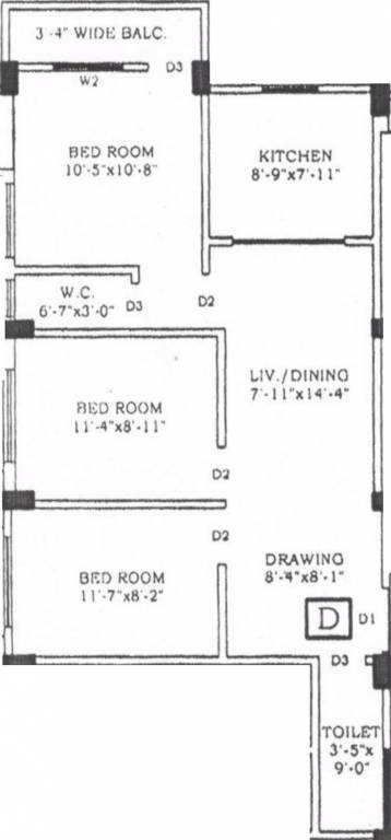 B S Greenland Enclave (3BHK+2T (1,026 sq ft) 1026 sq ft) B S Greenland Enclave (3BHK+2T (1,026 sq ft) 1026 sq ft)