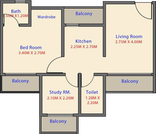 Labdhi Gardens Phase 2 (1BHK+2T (409.78 sq ft) + Study Room 409.78 sq ft)