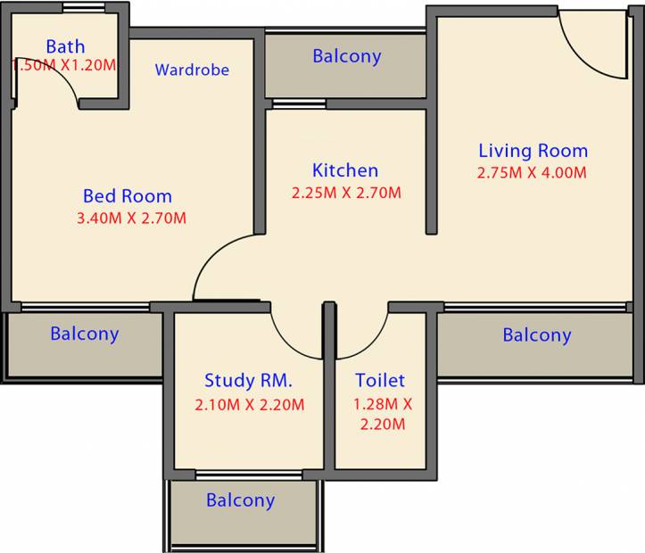 Labdhi Gardens Phase 2 (1BHK+2T (409.78 sq ft) + Study Room 409.78 sq ft)