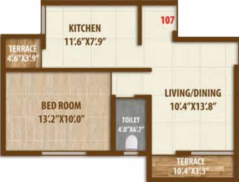 Pristine Village Residency III Building A (2BHK+1T (640.02 sq ft) 640.02 sq ft)