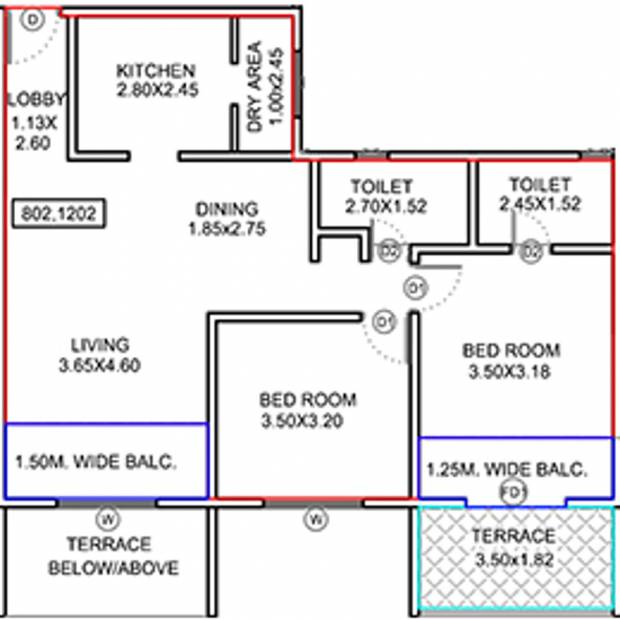 Kumar Hill View Residency Phase I Project II Building A And B (2BHK+2T (771.13 sq ft) 771.13 sq ft)