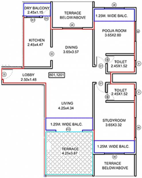 Kumar Hill View Residency Phase I Project II Building A And B (2BHK+2T (937.97 sq ft) 937.97 sq ft)