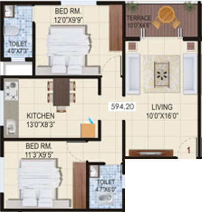 Jay Vijay Annex (2BHK+2T (594.20 sq ft) 594.2 sq ft)