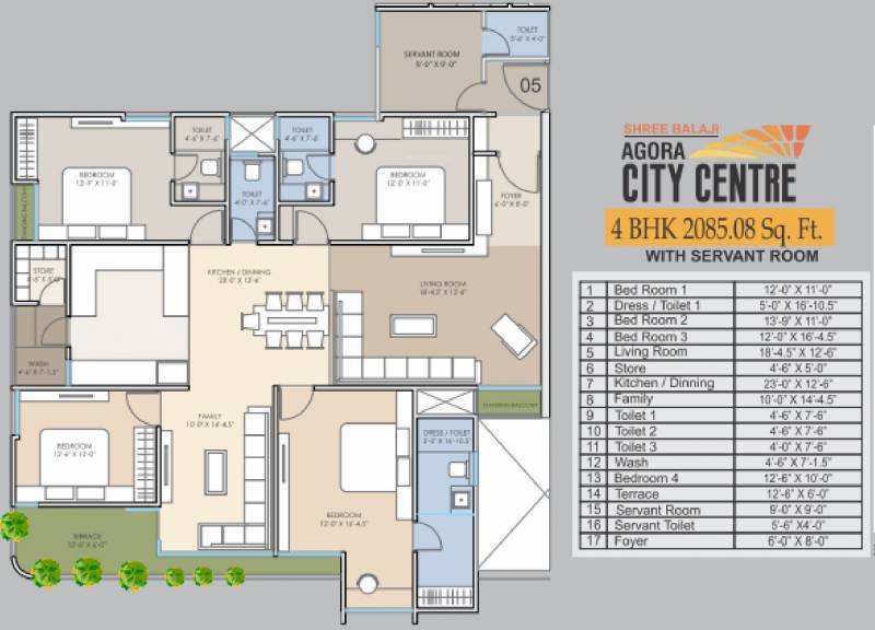 Shree Balaji Agora City Centre (4BHK+4T (2,085.08 sq ft) + Servant Room 2085.08 sq ft)
