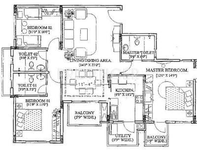 Purva Purva Belmont (3BHK+3T (1,536 sq ft) 1536 sq ft)