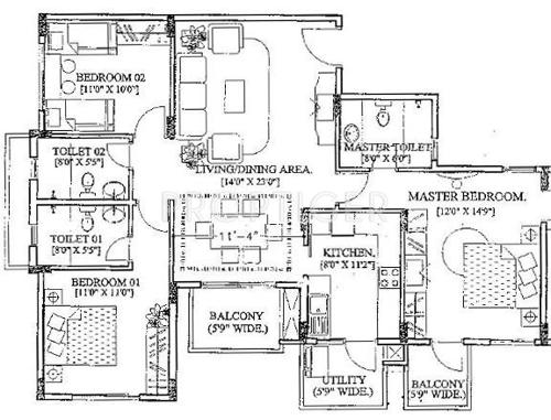 Purva Purva Belmont (3BHK+3T (1,536 sq ft) 1536 sq ft)
