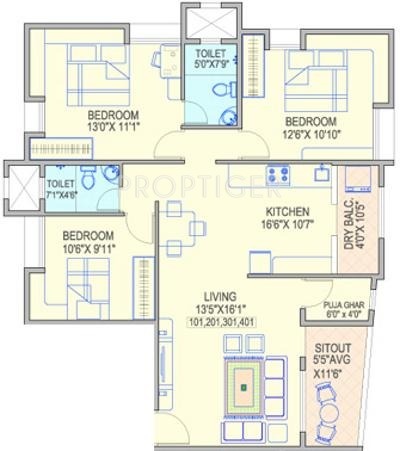 Gokhale Chaitanya (3BHK+2T (1,253 sq ft)   Pooja Room 1253 sq ft) Gokhale Chaitanya (3BHK+2T (1,253 sq ft)   Pooja Room 1253 sq ft)