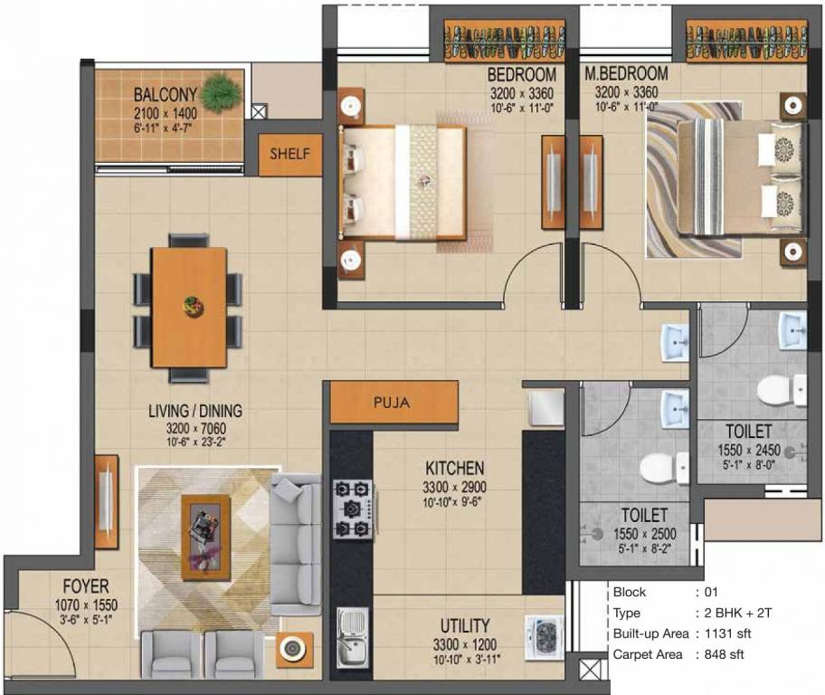 Casagrand Supremus (2BHK+2T (1,131 sq ft) + Pooja Room 1131 sq ft) Casagrand Supremus (2BHK+2T (1,131 sq ft) + Pooja Room 1131 sq ft)