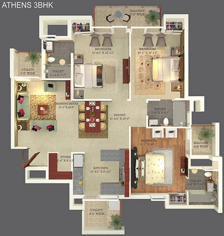 GBP Athens (3BHK+3T (1,502 sq ft) 1502 sq ft)