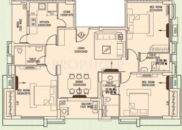 Merlin Regent (3BHK+3T (1,613 sq ft) 1613 sq ft)
