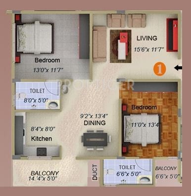 Mathapathi Paradise (2BHK+2T (1,110 sq ft) 1110 sq ft)