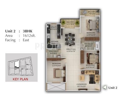 TG Vajra (3BHK+2T (1,612 sq ft) 1612 sq ft)