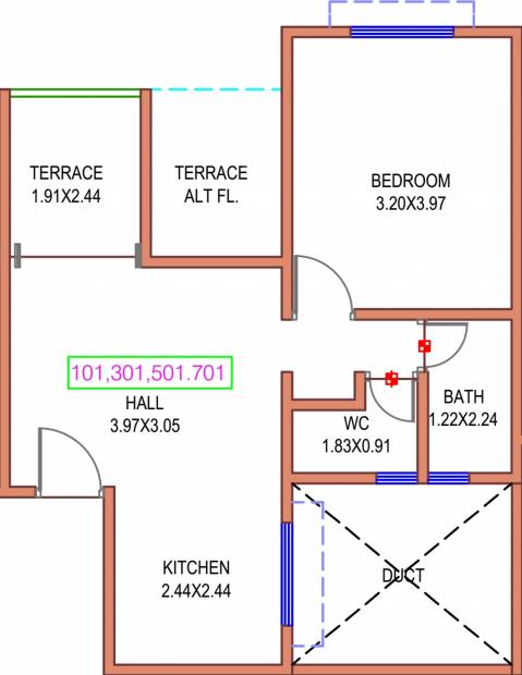 UK Shree Residency Phase A (1BHK+1T (677.53 sq ft) 677.53 sq ft)