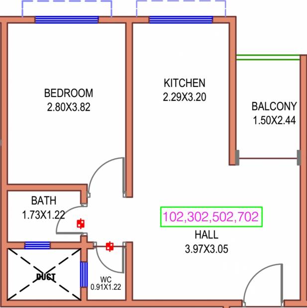 UK Shree Residency Phase A (1BHK+1T (621.62 sq ft) 621.62 sq ft)