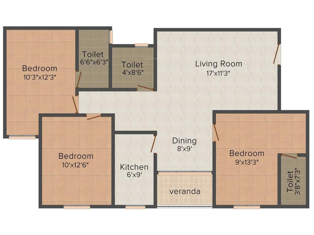 GPS Meena Sunrise (3BHK+3T (1,384 sq ft) 1384 sq ft)