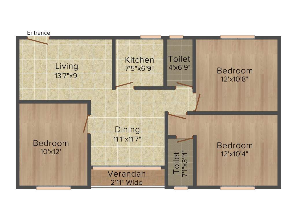 GPS Meena Aurum (3BHK+2T (1,167 sq ft) 1167 sq ft)