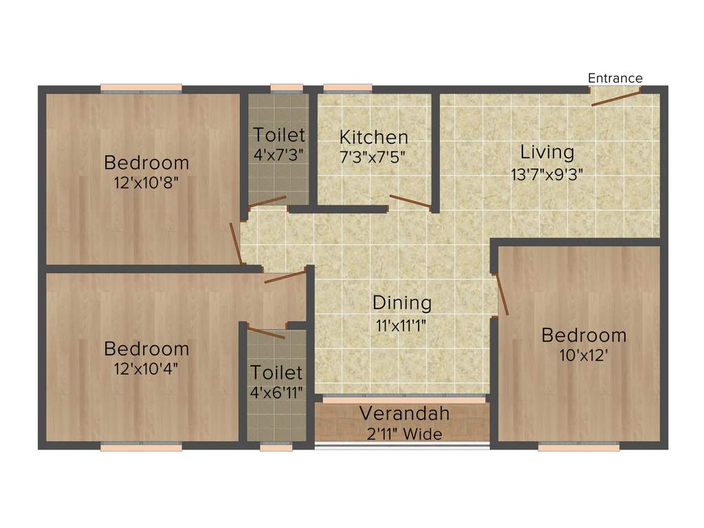 GPS Meena Aurum (3BHK+2T (1,165 sq ft) 1165 sq ft)