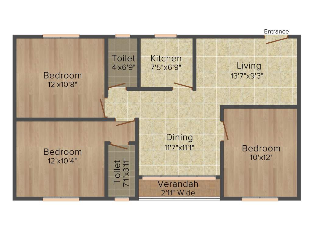 GPS Meena Aurum (3BHK+2T (1,168 sq ft) 1168 sq ft)