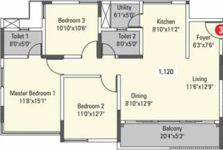 Kumar Princeville (3BHK+2T (1,120 sq ft) 1120 sq ft) Kumar Princeville (3BHK+2T (1,120 sq ft) 1120 sq ft)