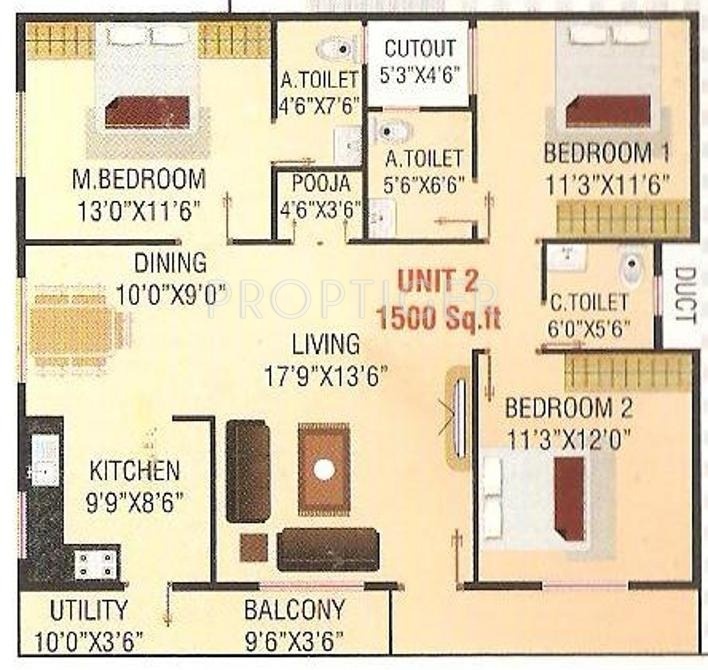 i1 SLR Residency (3BHK+3T (1,500 sq ft) 1500 sq ft)