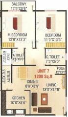 i1 SLR Residency (2BHK+2T (1,200 sq ft) 1200 sq ft)