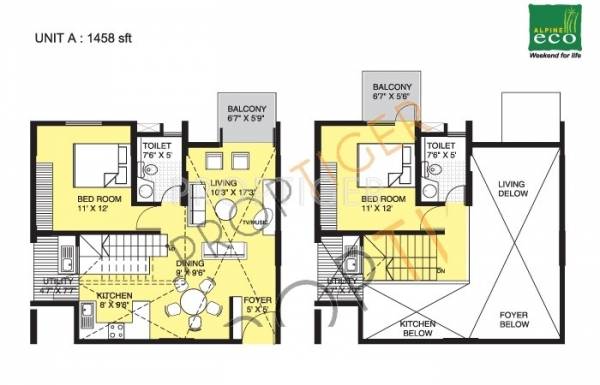 Alpine Eco (2BHK+2T (1,458 sq ft) 1458 sq ft)