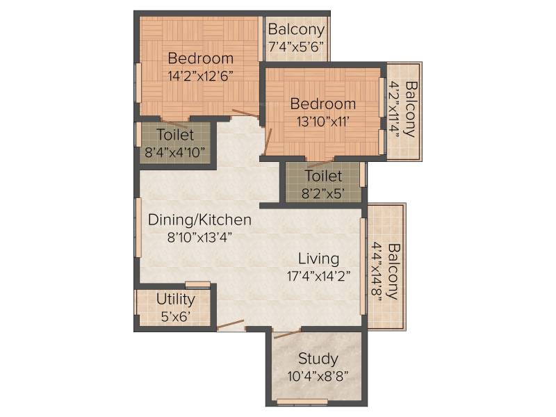 Saakara Dhaaruni Residences (2BHK+2T (1,567 sq ft) + Study Room 1567 sq ft)