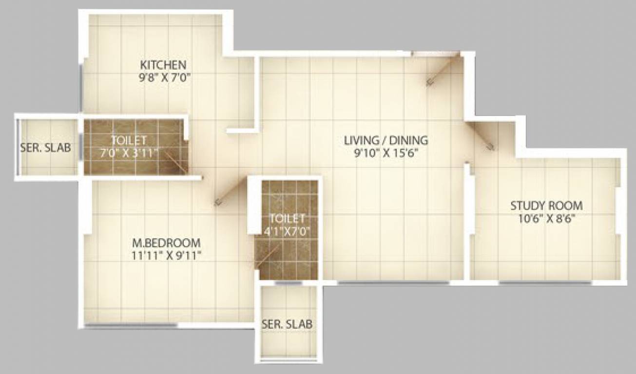 Poddar Spraha Diamond (1BHK+1T (580 sq ft) + Study Room 580 sq ft)