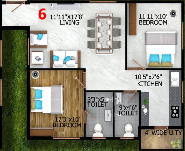 Triguna Ashwatha (2BHK+2T (940 sq ft) 940 sq ft)
