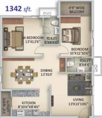 Anuhar Rami Reddy Towers (2BHK+2T (1,342 sq ft) 1342 sq ft) Anuhar Rami Reddy Towers (2BHK+2T (1,342 sq ft) 1342 sq ft)